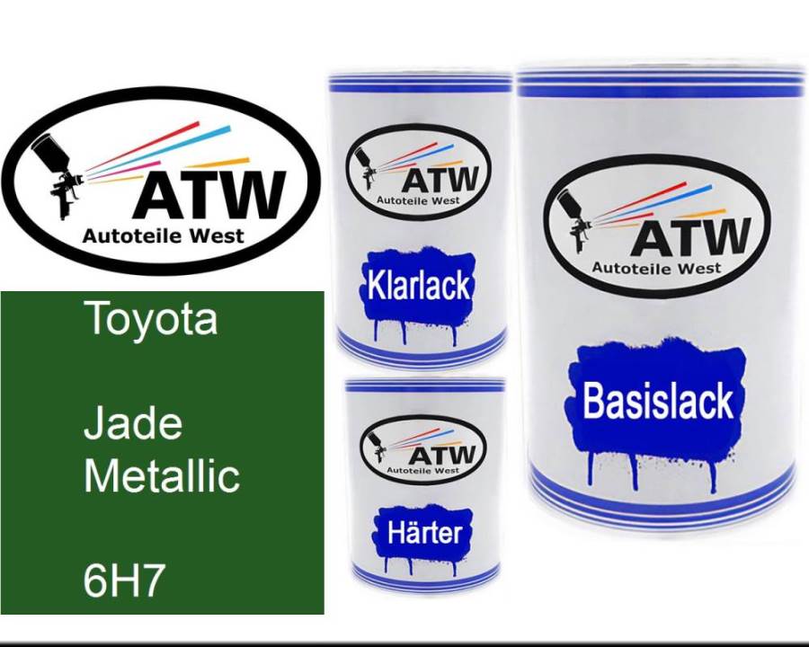 Toyota, Jade Metallic, 6H7: 500ml Lackdose + 500ml Klarlack + 250ml Härter - Set, von ATW Autoteile West.